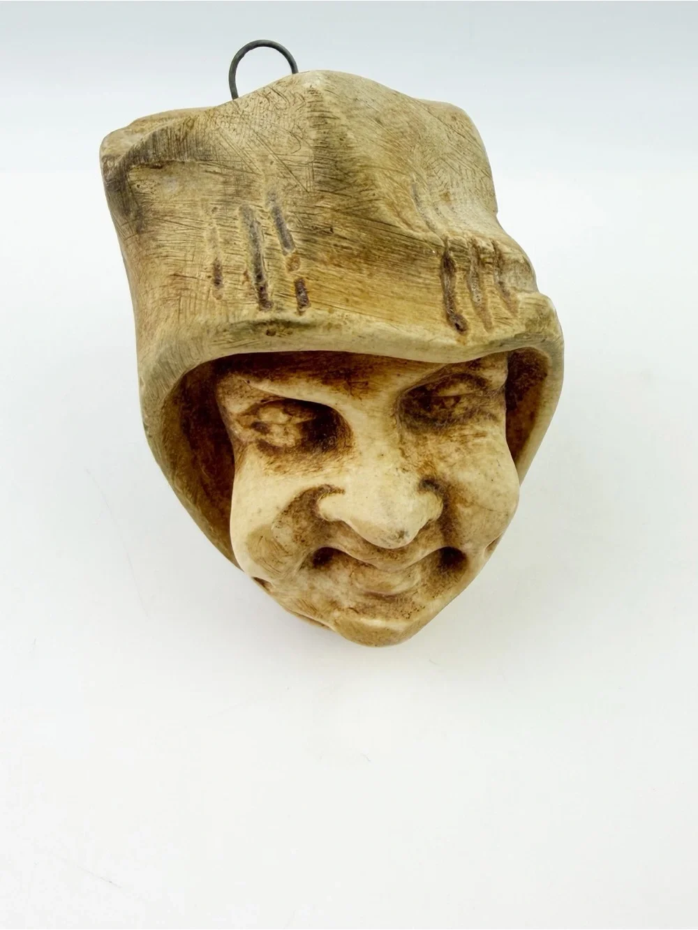 Antique French Chalkware Sloth Seven Deadly Sins Wall Match Holder Folk Art Rare